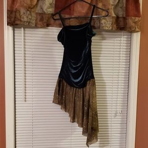 Green velet top girld dance Costume